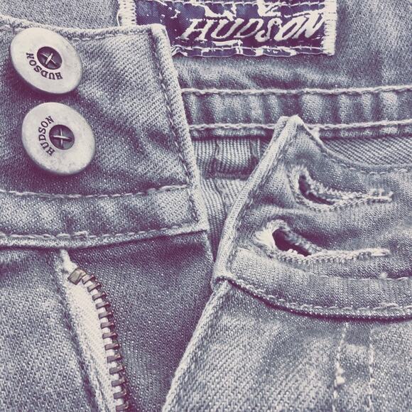 Hudson Jeans Lowrise Bootcut Light Gray Wash Flap Pockets Retro Size 28 - Picture 6 of 13